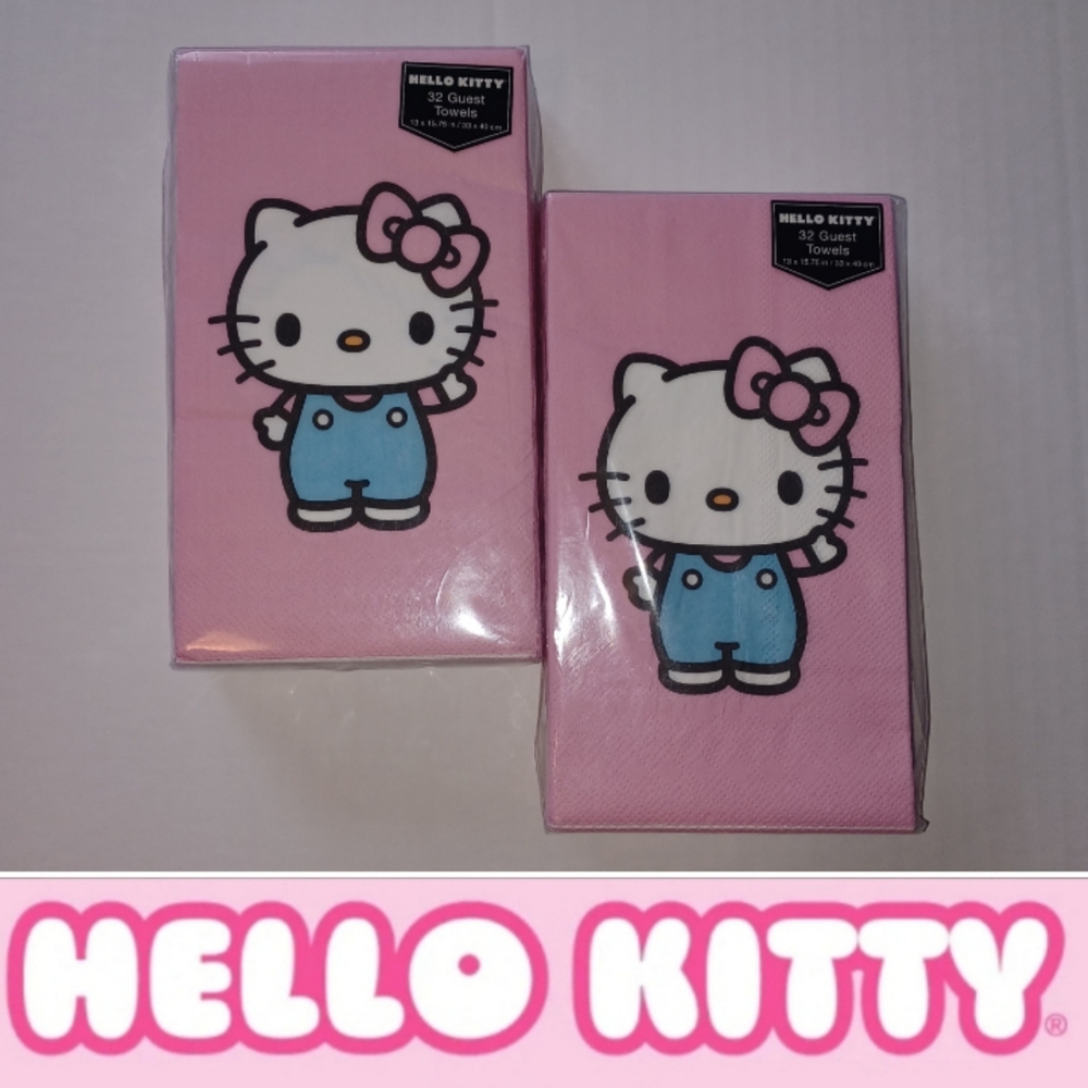 32 Count Hello Kitty Guest Hand Towels Disposable, Large, Pink 3-Ply